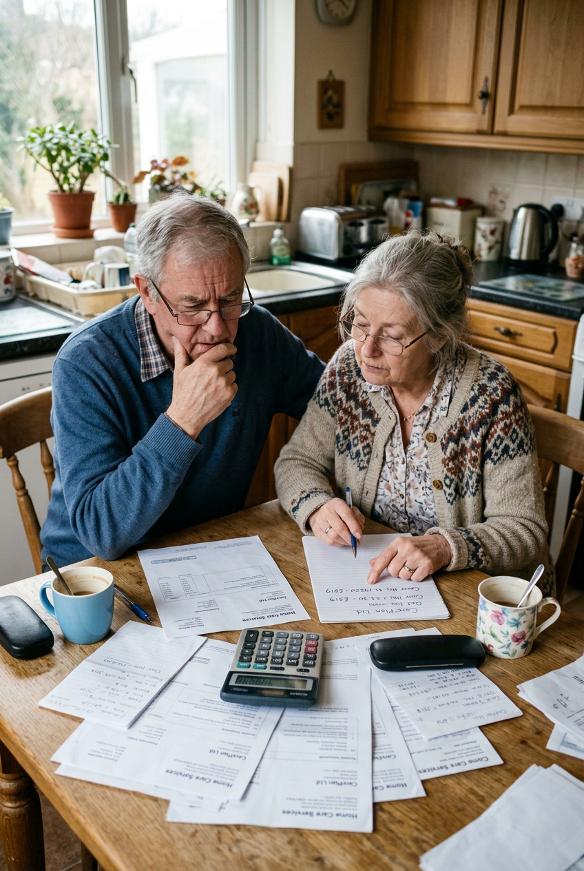 A calculator, paperwork and a pen on a quiet desk